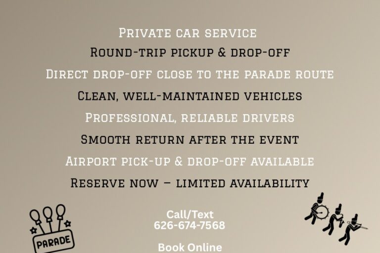 Wheels Up Connection flyer for Rose Parade transportation