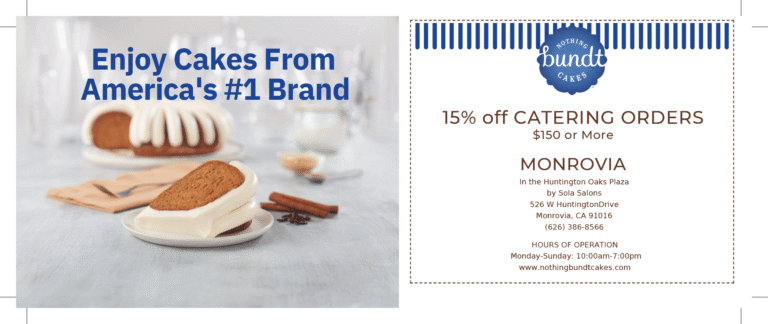 nothing bundt cakes catering offering flyer
