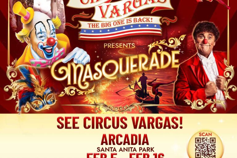 Circus Vargas in Arcadia flyer with times and dates