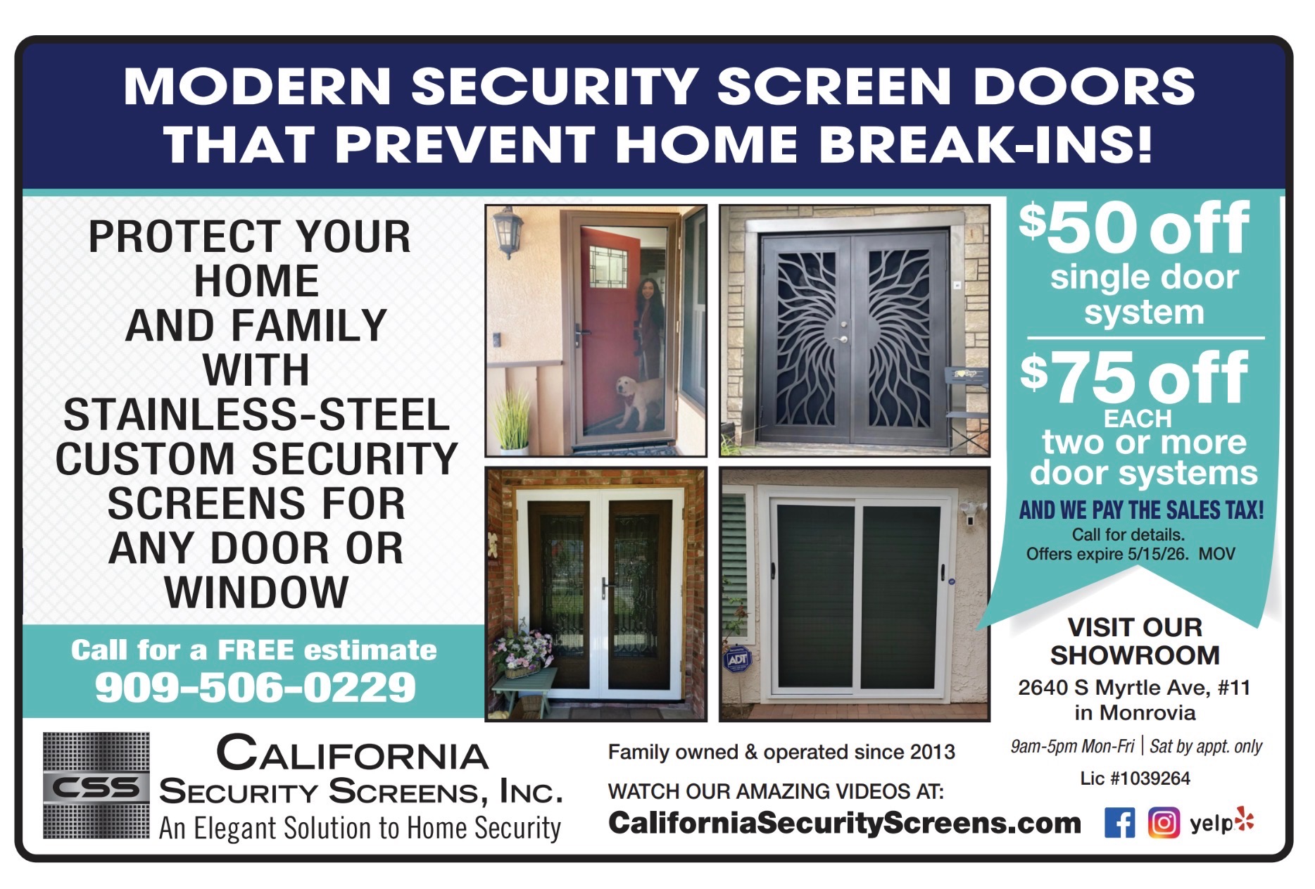 California Security Screens information flyer 