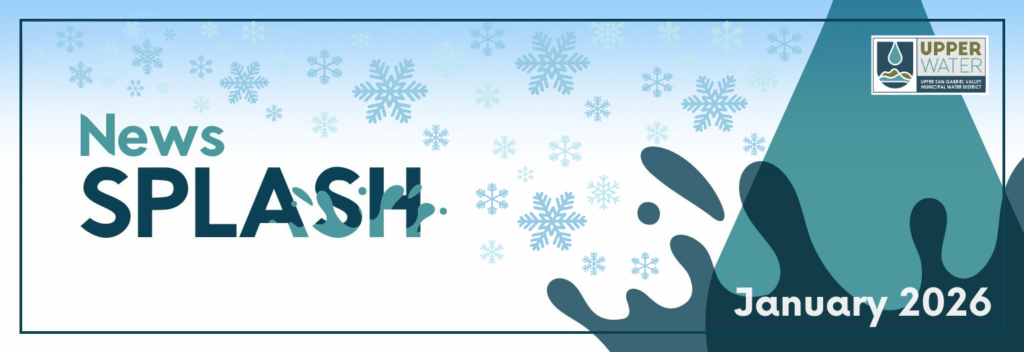 January News Splash banner for Upper Water with the Upper Water logo on a background of white with snowflakes