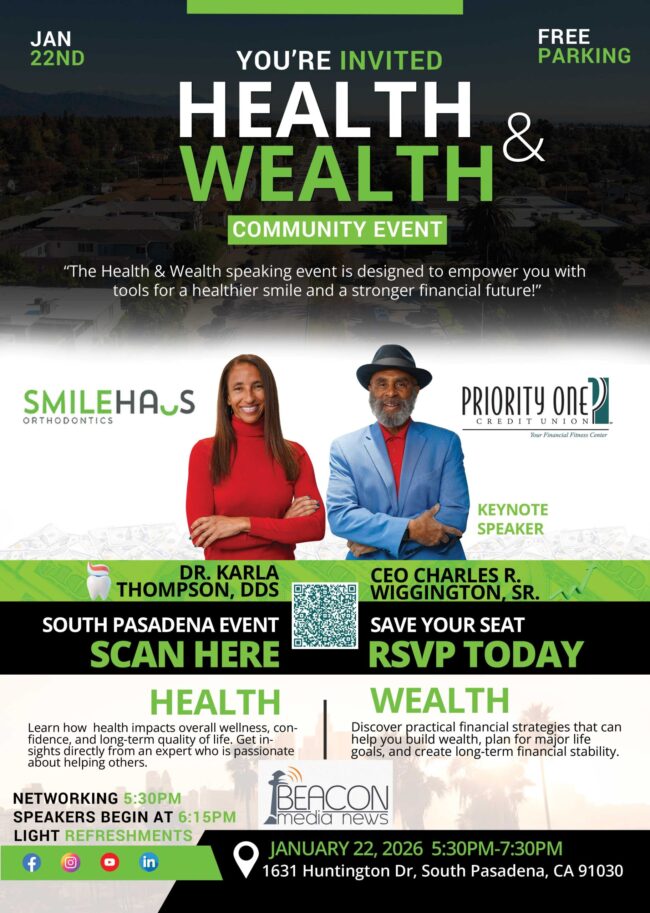 health and wealth seminar flyer sponsored by Beacon Media