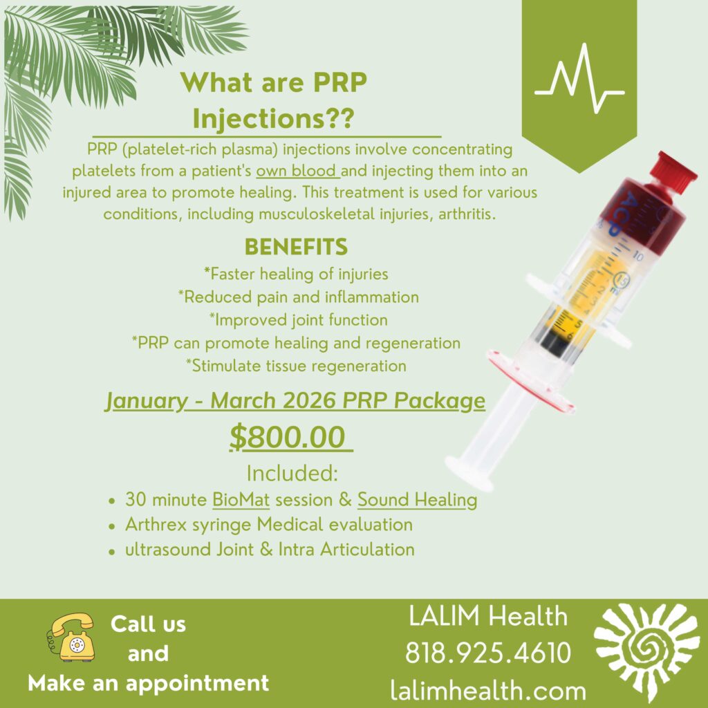 what are PRP injections information flyer from LALIM Health 