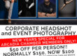 corporate headshots and event photography flyer from Mark Christensen photography