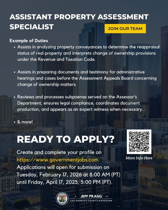 Assistant Property Assessment Specialist page 2 job opportunity with the office of the assessor