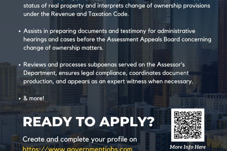 job opportunity with the office of the assessor