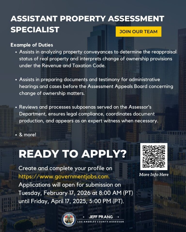job opportunity with the office of the assessor
