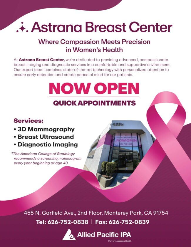 Astrana breast center now open for appointments from Allied Pacific