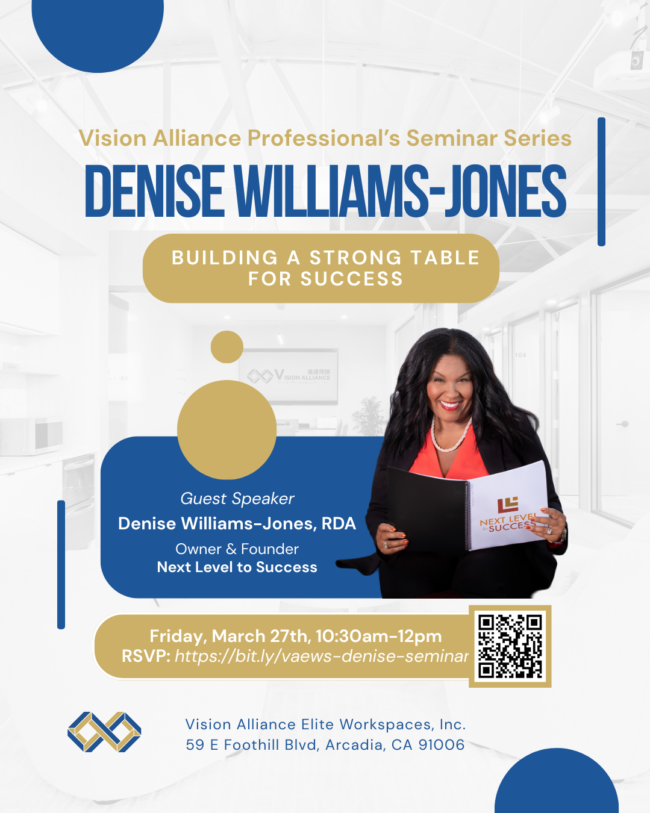 building a strong table for success with Denise Williams -Jones event flyer