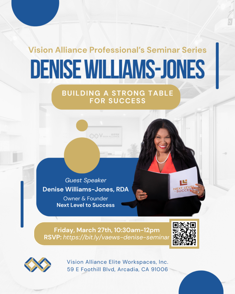 building a strong table for success with Denise Williams -Jones event flyer 