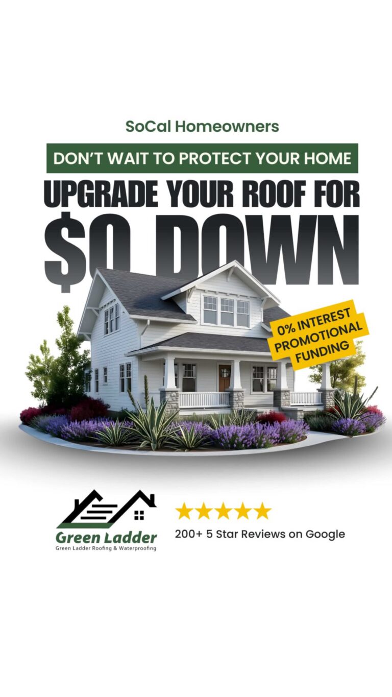 Green Ladder Roofing $0 down flyer for a new roof