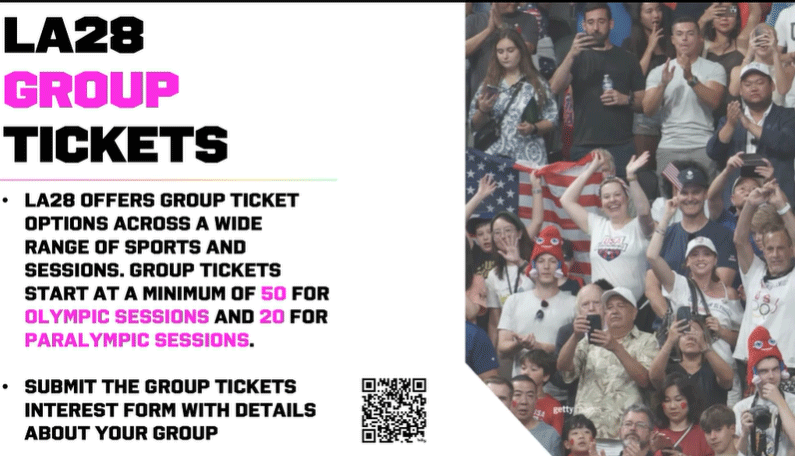 LA28 group ticket sales flyer