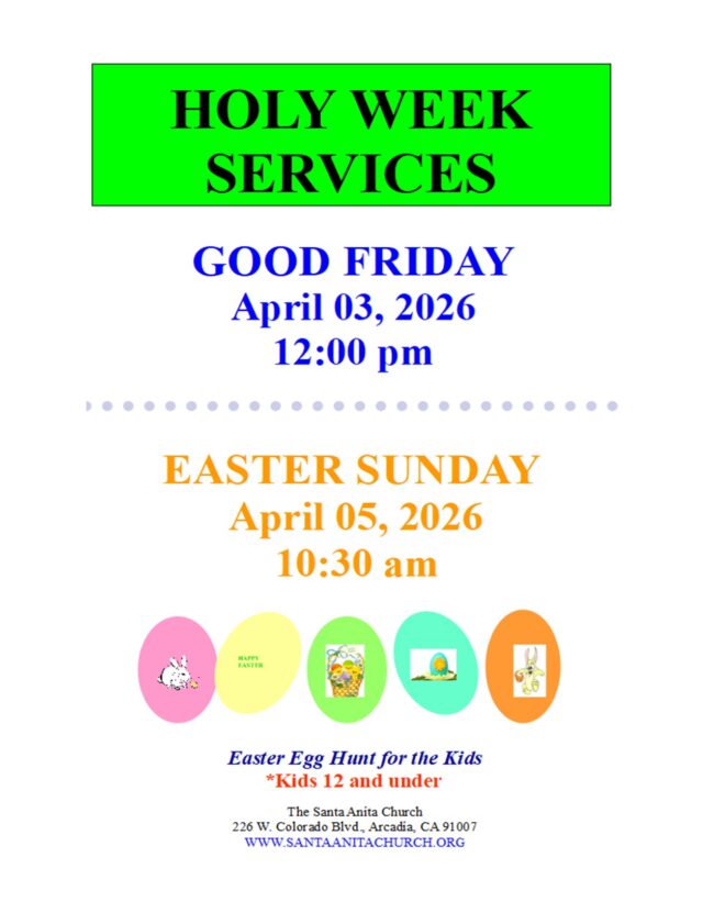 holy week services at Santa Anita Church flyer