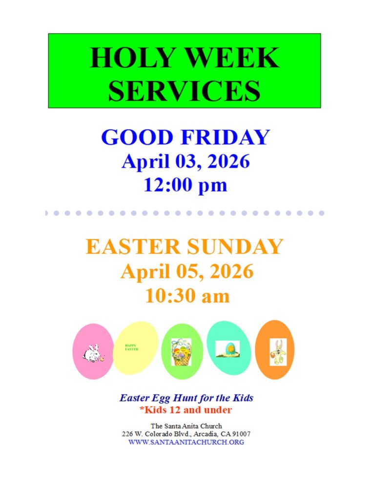 holy week services at Santa Anita Church flyer