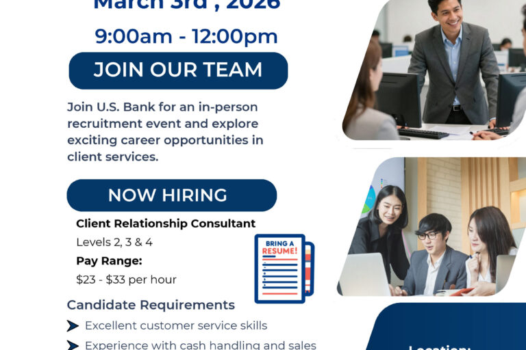 Foothill Workforce Development Board US Bank hiring event
