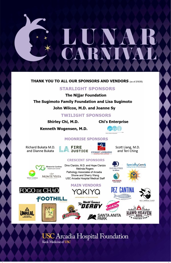 USC Hospital Lunar Carnival list of sponsors 