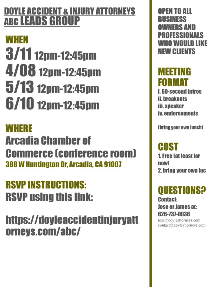 James Doyle ABC Group flyer with dates