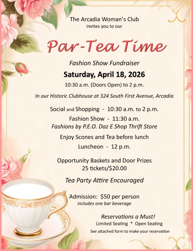 2026-ParTeaTime-flyer-and-rsvp-form-REVISED-(5)-1 par-tea time information flyer for Arcadia Woman's Club for tea event on April 18