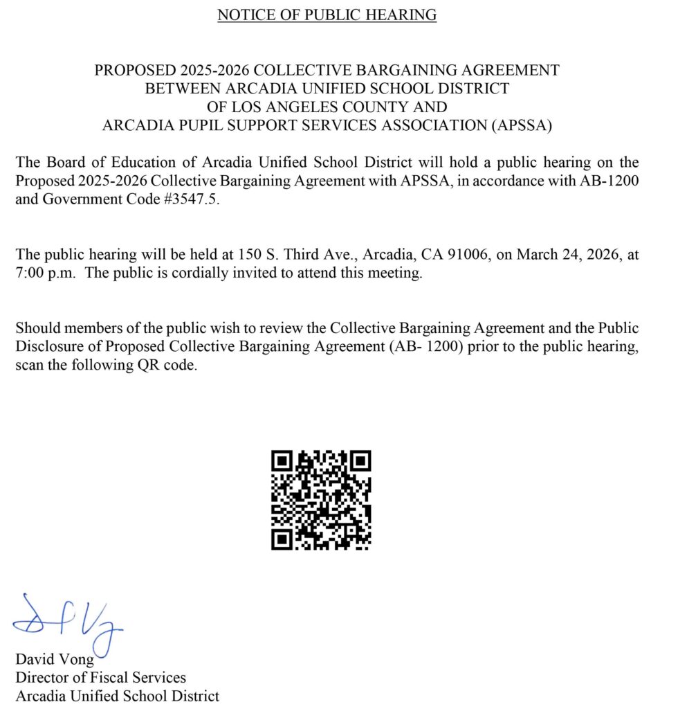 notice of public hearing for AUSD