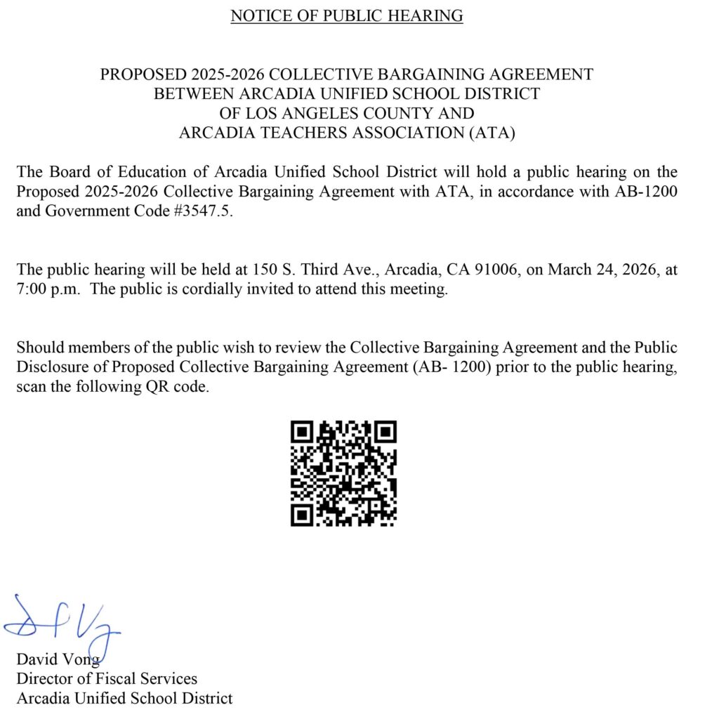 notice of public hearing for AUSD