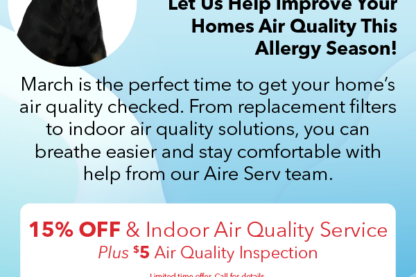 Aire Serv pawsitively missing you flyer showcasing Ziggy the doberman with info on servicing your AC units