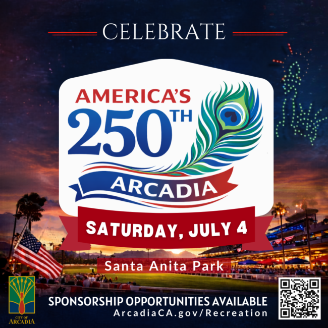 celebrate America's 250th anniversary at Santa Anita Park with the City of Arcadia