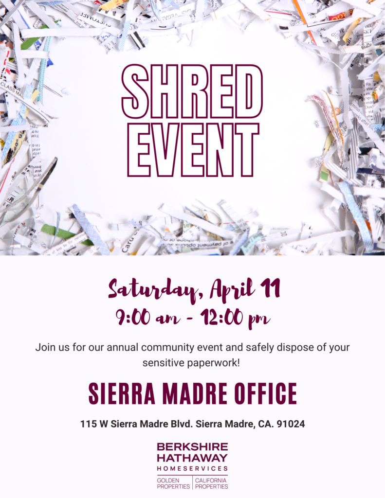 flyer for Berkshire Hathaway shred event on April 11th