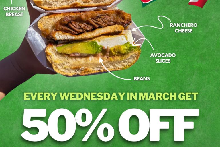 Cabrera's March Wednesday special for torta moreliana at 50% off