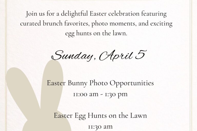 easter brunch flyer for the Le Meridien Hotel showing even details