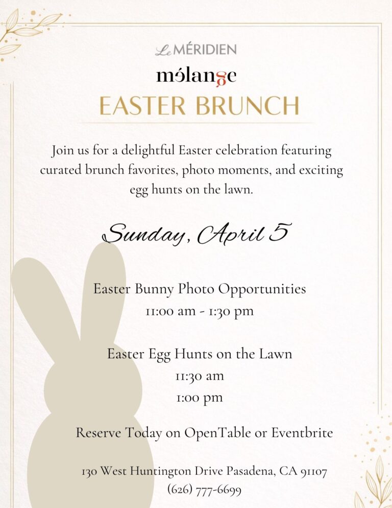 easter brunch flyer for the Le Meridien Hotel showing even details