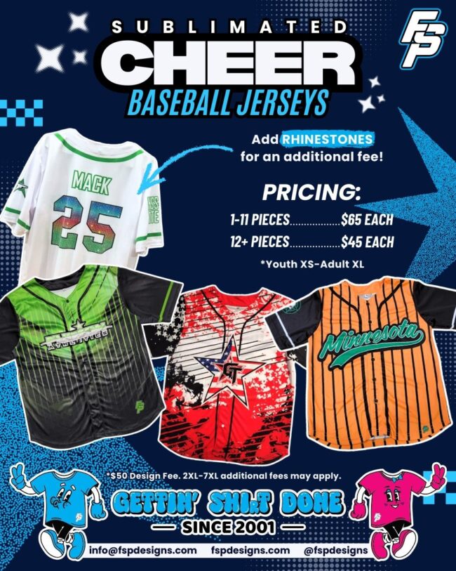 FSP designs cheer and baseball jerseys flyer
