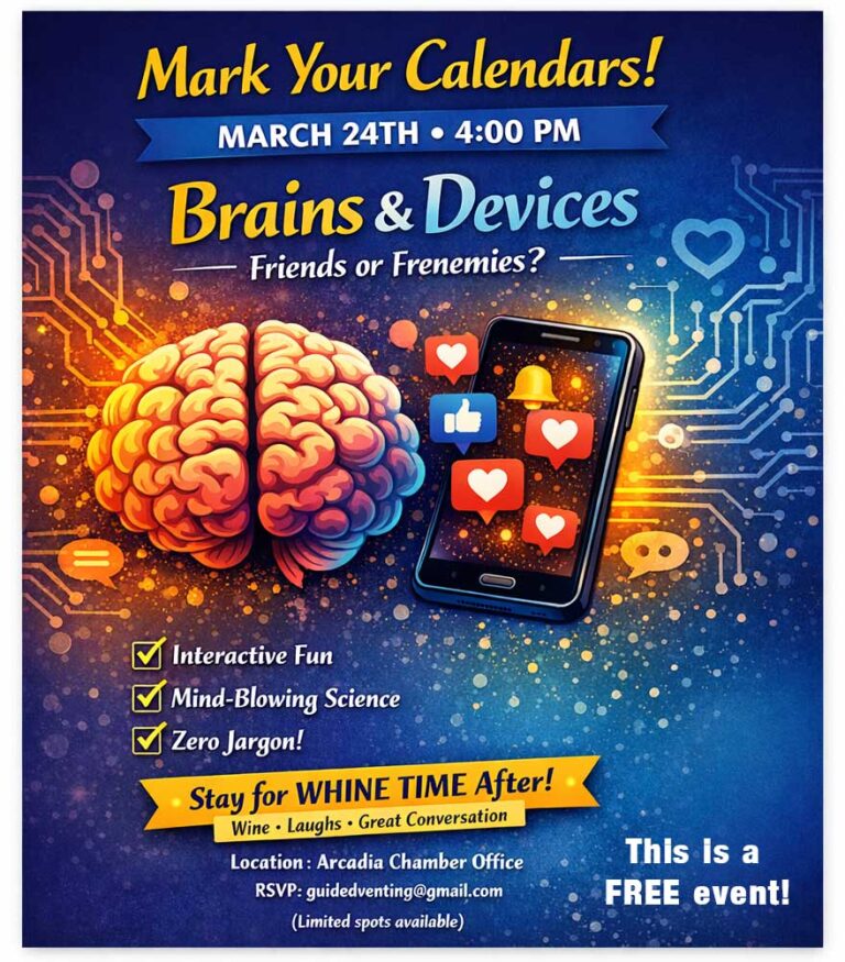 Vent with Purpose brains and devices seminar flyer on March 24