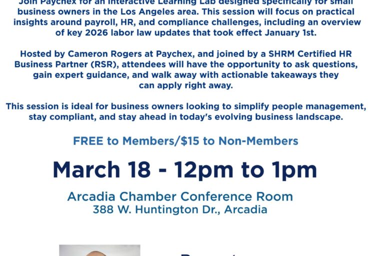 Learning Lab flyer for March featuring Cameron Rogers of Paychex