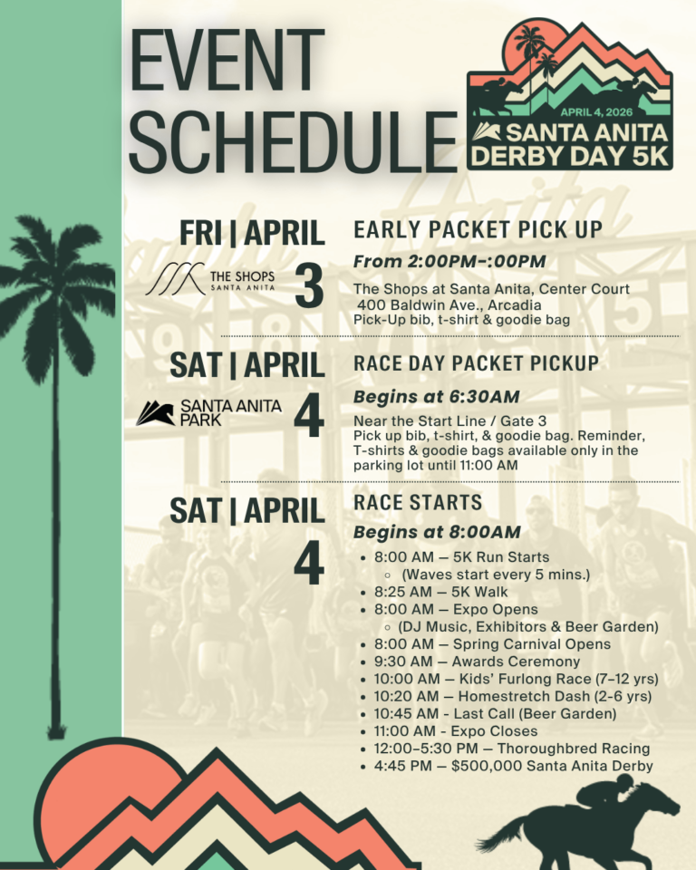 Santa Anita 5K event schedule