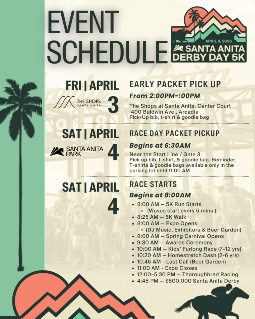 Santa Anita 5K event schedule