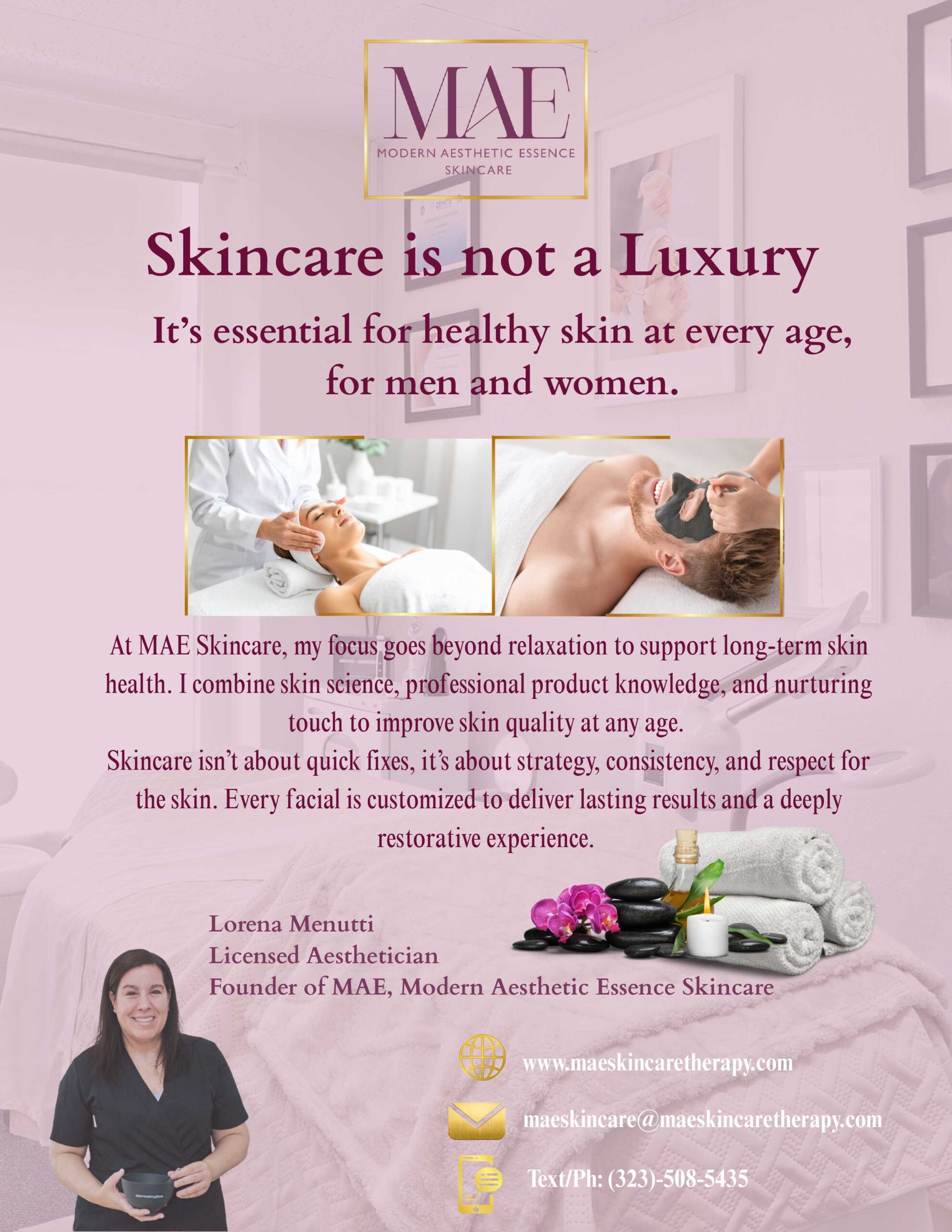 skincare is not a luxury flyer from MAE Skincare 