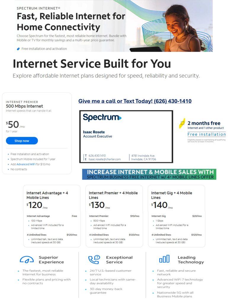 Spectrum April specials flyer