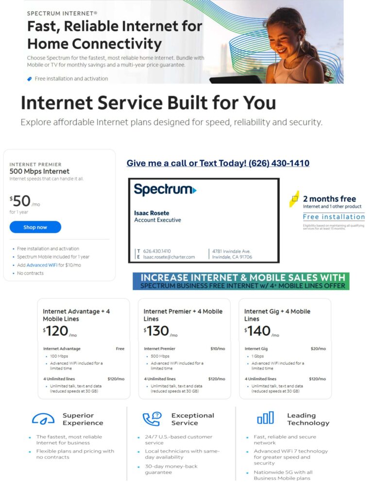 Spectrum April specials flyer
