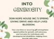 spring into generosity fundraising flyer from Hope HOuse