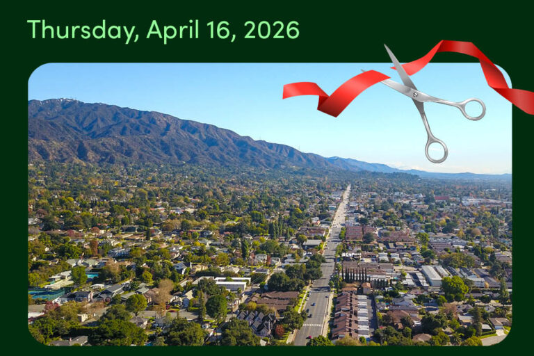 the Money Store ribbon cutting flyer with Monrovia and Arcadia Chamber