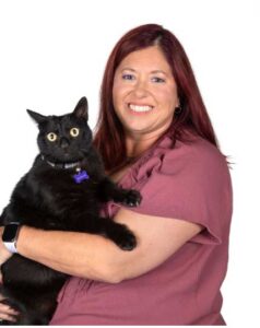 Pasadena Humane society's Michelle McGraw's headshot holding a black cat