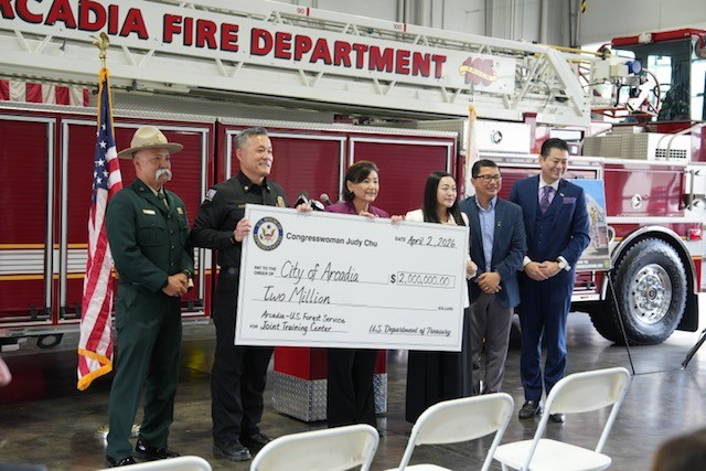 Arcadia Fire Department receives check for fire training center