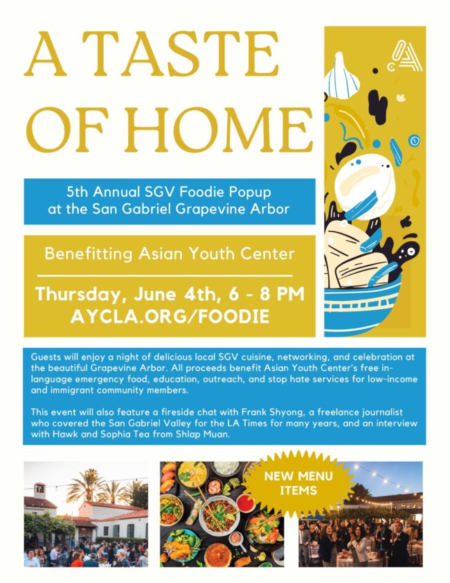 a taste of home event flyer with Asian Youth Center