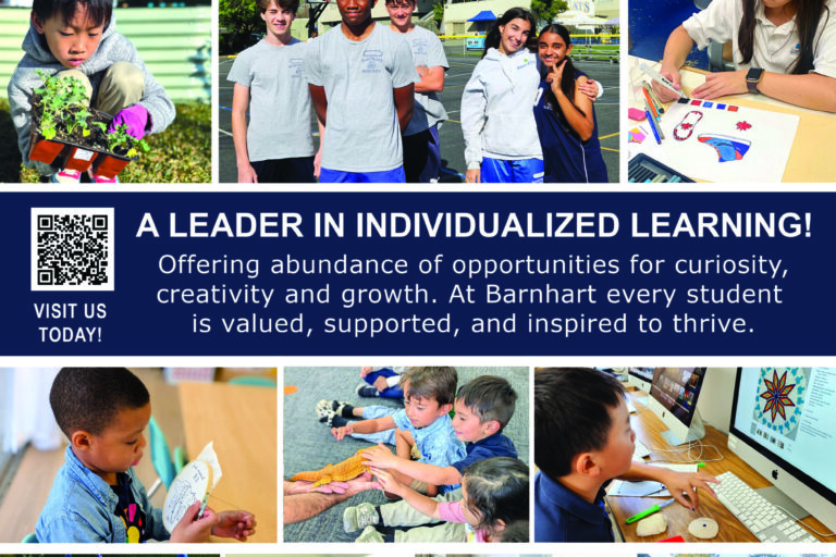 Barnhart School a leader in individualized learning flyer with information and a collage of photos of children at school