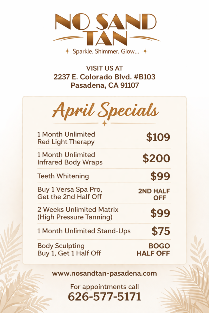 No Sand Tan specials for April 