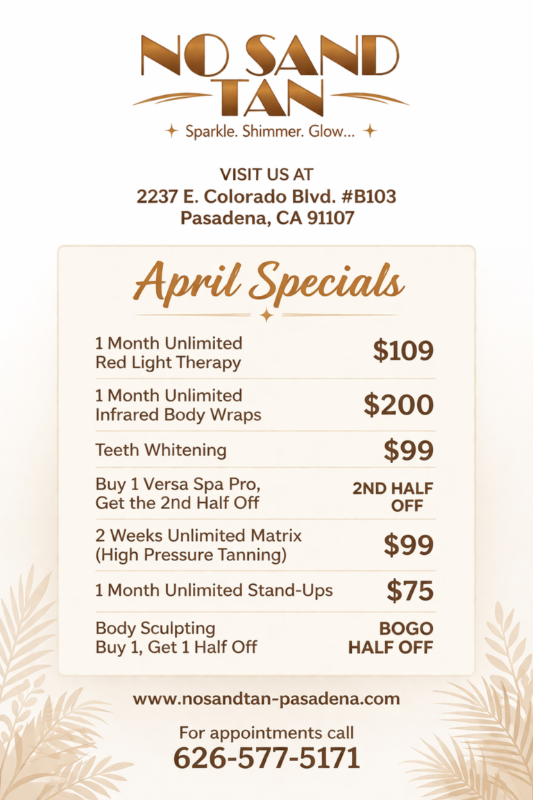 No Sand Tan specials for April