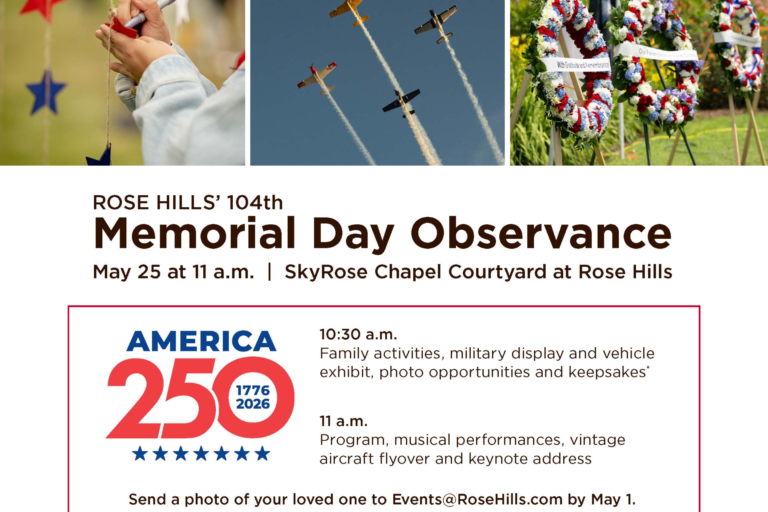 Rose Hills Memorial Day Observance flyer