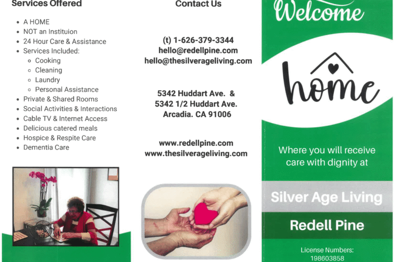 Redell Pine and Silver Age living flyer of information
