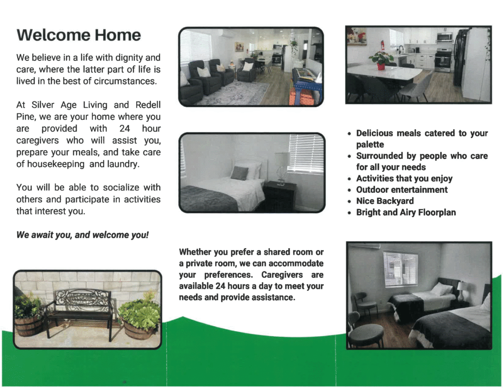 Redell Pine and Silver Age living flyer of information 