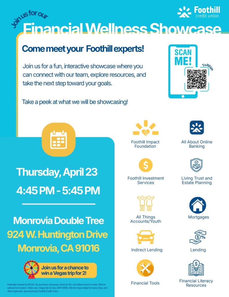 Foothill Credit Union financial wellness showcase flyer 